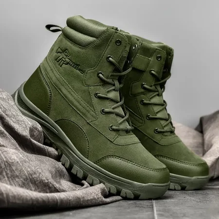 

Men‘s Wear-resistant Anti-skid Comfortable Lightweight Lace Up Boots Military Tactical Boots Army Green