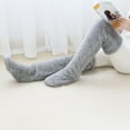 thumbnail image 3 of XZKING Over Knee High Fuzzy Sock Plush Slipper Stockings Furry Long Leg Warmers Winter Home Sleeping Socks,1 Pair Gary, 3 of 9