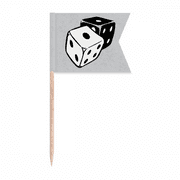 Dice Casino Black White Illustration Toothpick Flags Labeling Marking for Party Cake Food Cheeseplate
