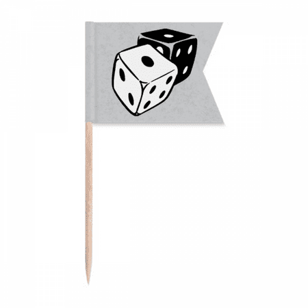 Dice Casino Black White Illustration Toothpick Flags Labeling Marking for Party Cake Food Cheeseplate
