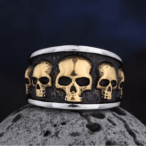 Style 14K White Gold Gothic Accessories Lost Skull Ring Anel Masculino Punk Jewelry Boyfriend Gift