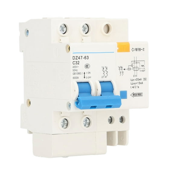 Ground Fault Interrupter Circuit Breaker 30mA 400V 2P+N 32A