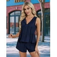 thumbnail image 5 of Women'S Summer Two-Piece Sleeveless Linen Suit Dark Blue XXL, 5 of 9