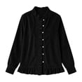 thumbnail image 4 of Cmtiyu Fashion Jackets for Women Long Sleeve Round Neck Button Down Black Corduroy Jacket with Ruffled Hem Casual Fall Outerwear Jacket S-3XL, 4 of 6