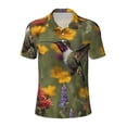 thumbnail image 2 of Daiia Humming Bird Pattern Men’s Polo Shirts,Solid Deck Shirt,Classic Fit, Breathable Cotton Polo for Casual and Sport Wear-Large, 2 of 7