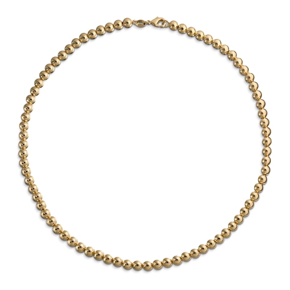 Bling Jewelry Womens Classic 6MM Round Bead Strand Necklace Polished Gold 16 Inch