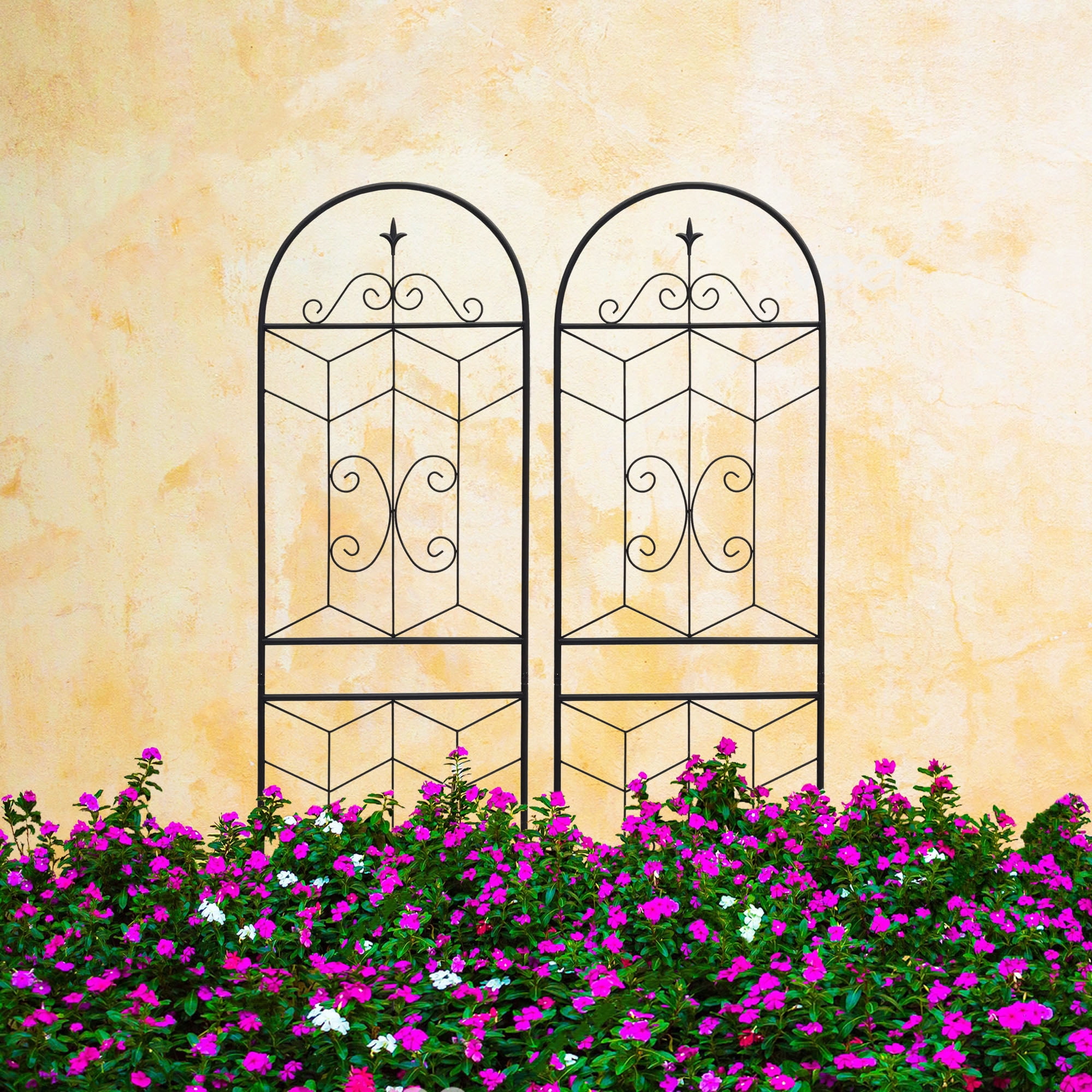 2 Pack 71" H Large Heavy Duty Garden Rustproof Iron Plant Trellis for Potted Plant Support Metal Climbing Rose Trellis Vine Vegetable Cucumber