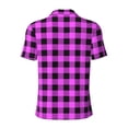 thumbnail image 4 of Rocae Purple Black Buffalo Plaid for Men's Short Sleeve Polo Shirt, Quick Drying Performance Moisture Wicking Sports Men's Golf Shirt Small, 4 of 9