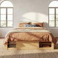 thumbnail image 4 of Harper & Bright Designs Queen Size Platform Bed with 4 Storage Drawers and Footboard Storage Cubby, Simple Bed Frame No Headboard for Bedroom, Natural, 4 of 15