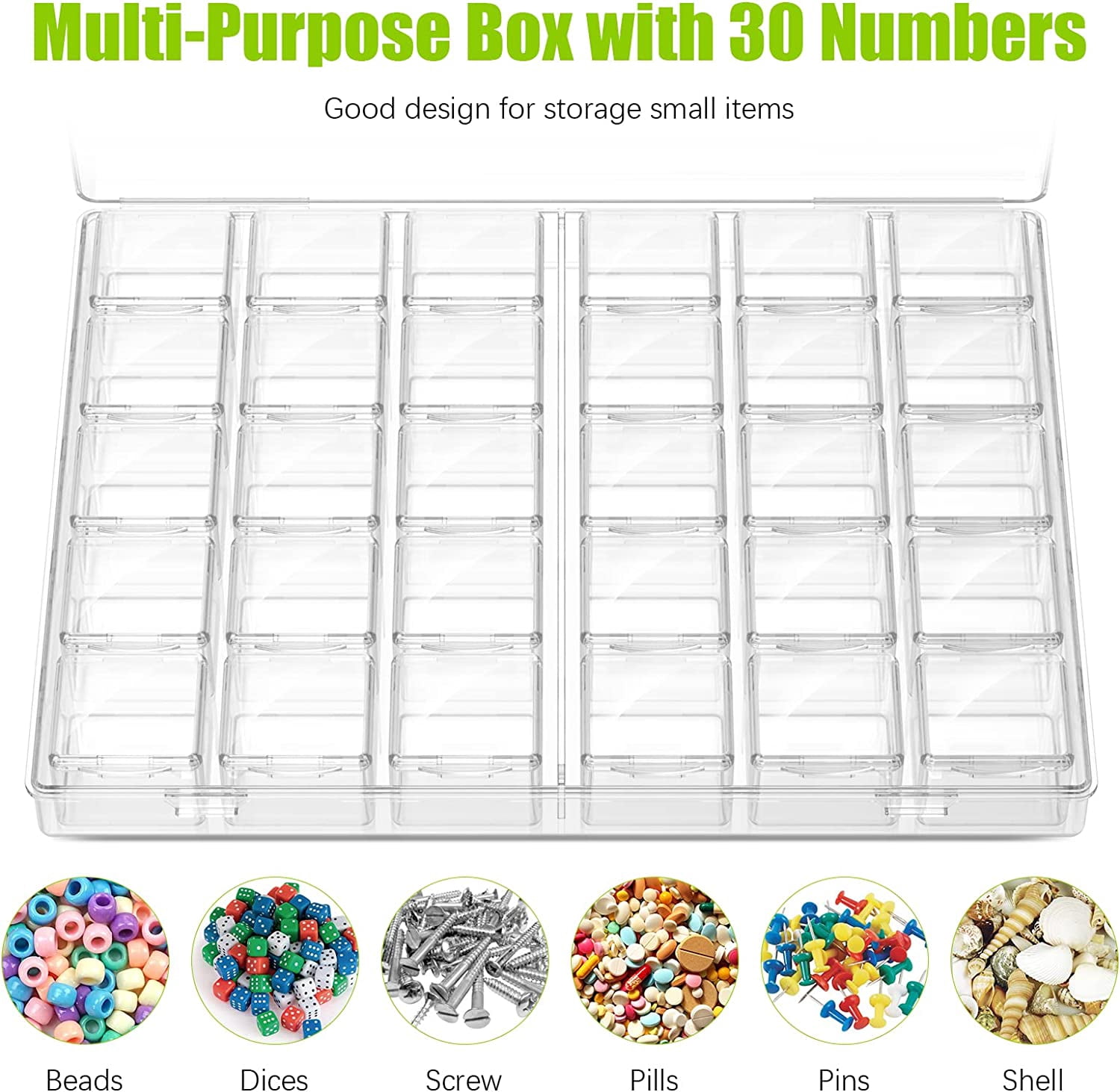 30 Packs Plastic Stackable Organizer Container with Lids, Mini Containers for Beads, Glitter, Slime, Paint or Seed Storage - Black (Transparent)