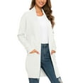thumbnail image 5 of Aiyino Women Solid Sweater Open Front Long Sleeve Knit Cardigan Casual Sweaters with Pockets,White M, 5 of 6
