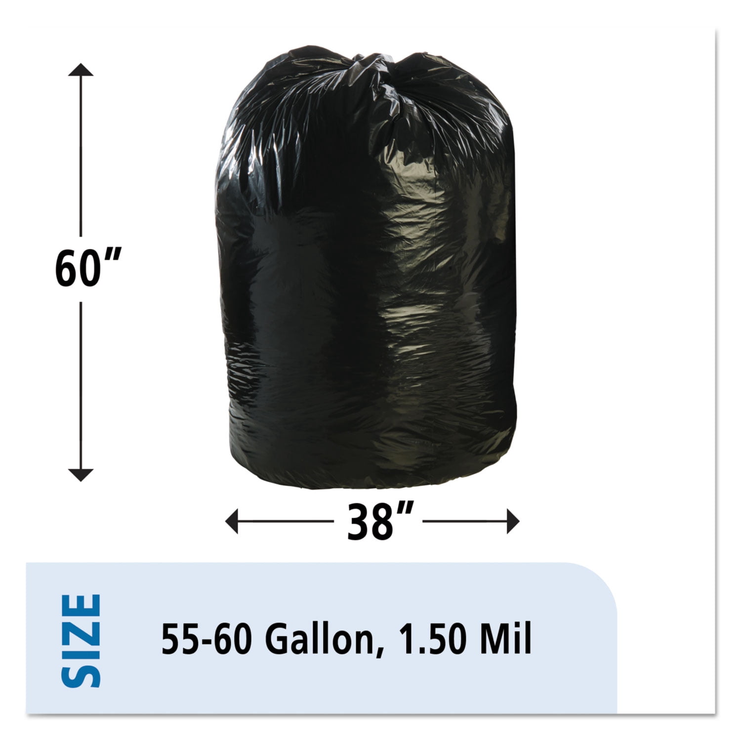 Stout by Envision Total Recycled Content Plastic Trash Bags, 60 gal, 1.5 mil, 38" x 60", Black/Brown, 100/Carton