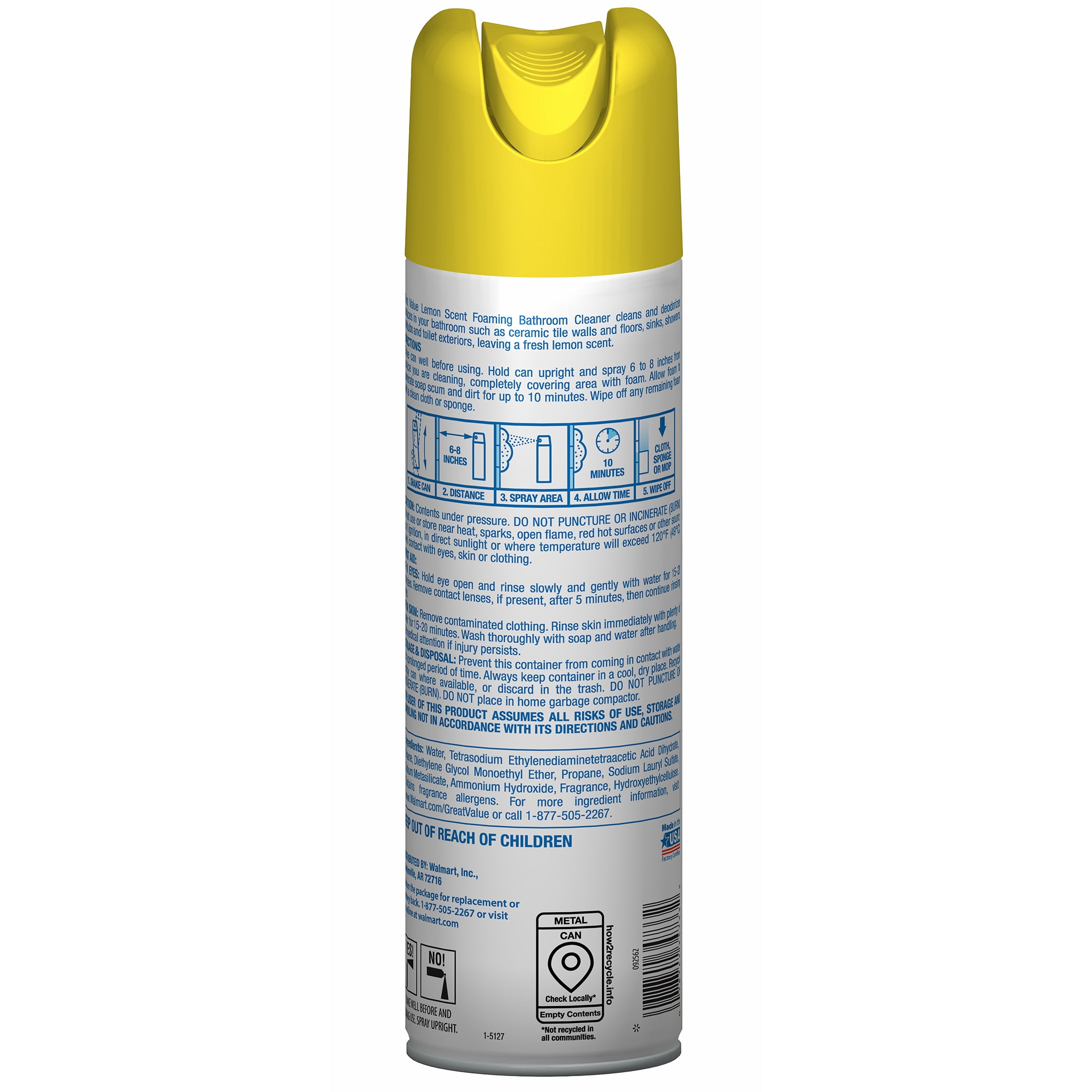 (3 pack) Great Value Lemon Scent Foaming Bathroom Cleaner, 22 oz