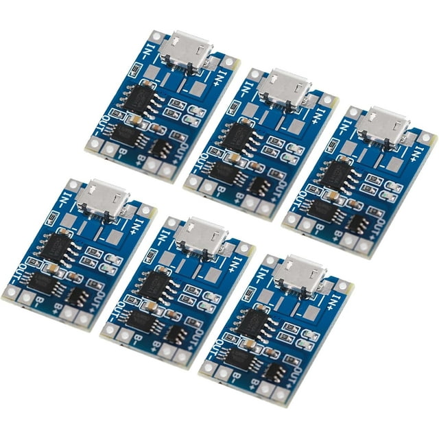 HUGFEGWE TP4056 Charging Module 5V Micro USB 1A 18650/16340/21700/26650/14500 Lithium Charging Board with Protection Charger Module with Dual Protection Function 6Pcs Micro with Charging U2536-21219