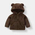 thumbnail image 2 of LIIPEE Boys Girls Plush Jackets Solid Color Long Sleeve Hooded Zip Up Thickened Fuzzy Jackets With Pockets Toddler Classic Birthday Coat,Brown,4-5 Years, 2 of 8