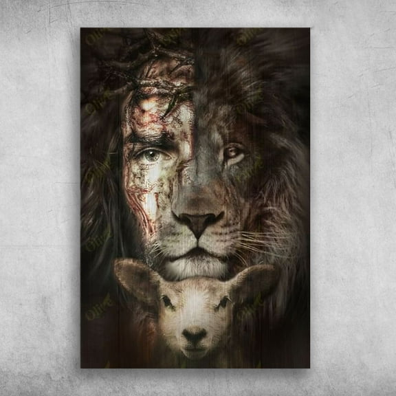 Amazing Jesus, lion and lamb 11 x 17 Inch Poster