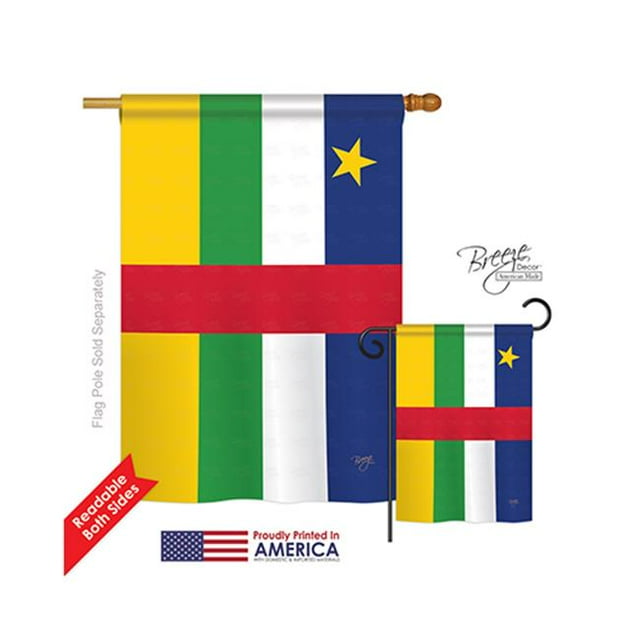 Breeze Decor 08302 République Centrafricaine Drapeau de la Maison Impression Verticale Recto-Verso - 28 x 40 Po.