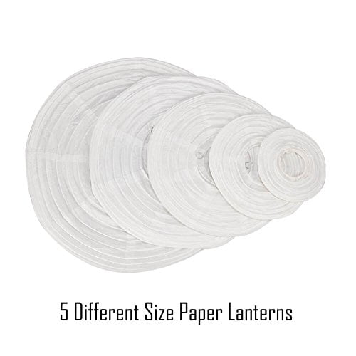 Selizo 25 Packs White Paper Lanterns with Assorted Sizes 