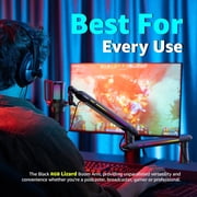 IXTECH RGB Low Profile Boom Arm for Mic, Adjustable Microphone Arm Stand with Desk Mount Clamp, Rotatable Microphone Boom Arm Mic Stand with Cable Management for Podcast Streaming Gaming Studio-BLACK