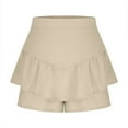 thumbnail image 5 of QATAINLAV Flowy Shorts for Women Boho Ruffled Tiered Skorts Cute High Waist Mini Skirts Golf Tennis Comfy Shorts Beach Vacation Outfits Khaki XXL Ofertas Flash Del Dia, 5 of 8
