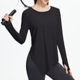 thumbnail image 6 of FNFYFH Long Sleeve Workout Tops for Women with Thumb Holes Side Split Loose Fit Gym Yoga Shirt Ice Silk Sun Protection Shirts, 6 of 8