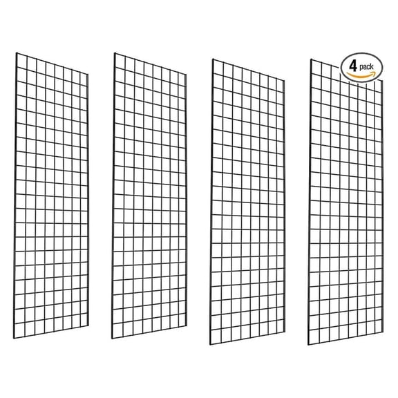 - Grade Gridwall Panels – 2’ Width x 6’ Height, Pack of 4 (Black Finish)