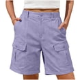 thumbnail image 2 of Utoimkio Cargo Bermuda Shorts for Women Button Waist Elastic Side Relaxed Fit Casual Knee Length Shorts with Flap Cargo Pockets, 2 of 7