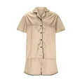 thumbnail image 6 of AKOEE Silk Satin Pajamas Set for Women Short Sleeve Button Down Shirt and Shorts 2 Piece Loungewear Sleepwear, 6 of 7