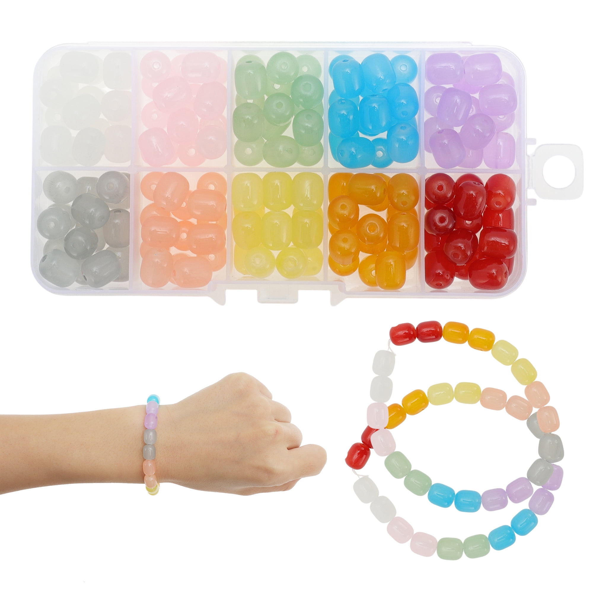 Unique Bargains 150Pcs 8x10mm Glass Beads for Jewelry Making DIY Crafts Assorted Color