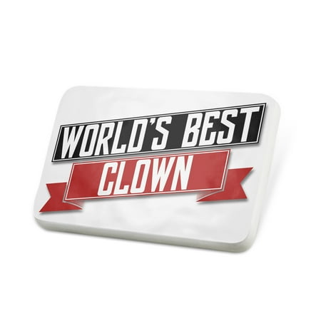 Porcelein Pin Worlds Best Clown Lapel Badge – (Best Clown In The World)