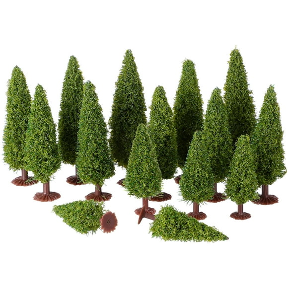 MasteelfCA WINOMO 15pcs Green Scenery Landscape Model Cedar Trees for Model Railroad Scenery Landscape Layout