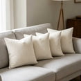 thumbnail image 4 of Set of 4 Corduroy Throw Pillow Covers Soft Striped Square Cushion Cases, Rustic Farmhouse Boho Home Decor for Living Room Couch Bed Sofa, Textured Plush Decorative Pillow Shams 18x18 Inch, 4 of 6