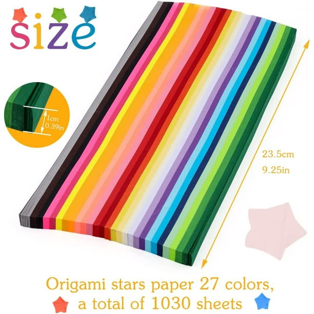 1120 Sheets Origami Paper Stars DIY Hand Crafts Origami Lucky Star Paper  Folding Origami Star Paper Strips for Paper Arts Crafts (Heart, 1120 Sheets)