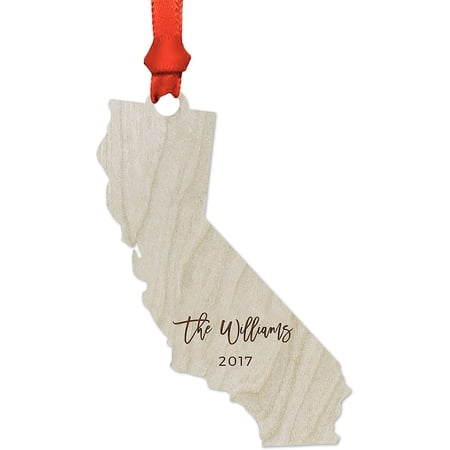 Personalized Laser Engraved Wood US State Christmas Ornament, Custom ...