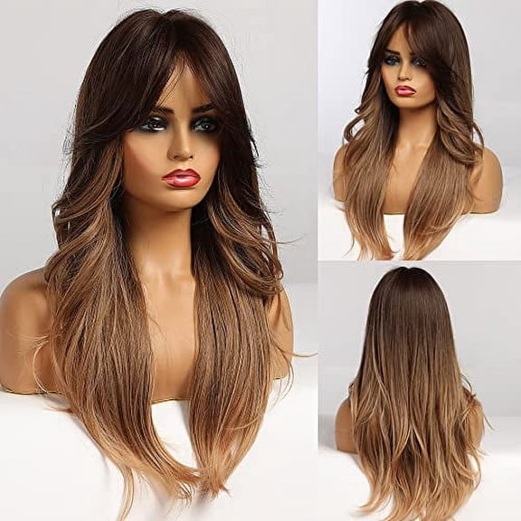 Long Wave Wigs for Women Girls Natural Wave Middle Part Hair Heat Resistant Fibre Synthetic Wigs Women's Wig Daily Use Natural looking A12