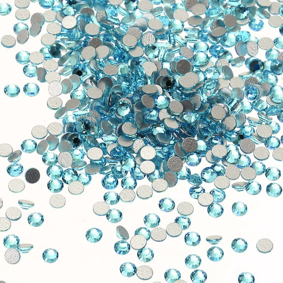 Uxcell SS16 Round Flatback Rhinestones 3.8-4.0mm Crystal Glass Gems Diamonds for DIY Crafts Clothes Shoes Nail Art Decoration, Aquamarine  2880Pcs