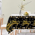 thumbnail image 3 of Mantel Cumpleaños Negro 132 x 220 cm, 2 Piezas Manteles Desechables, Manteles Feliz Cumpleaños, Mantel Rectángulo Antimanchas, Mantel Plástico Lunares Dorados para Bodas Fiesta Navidad Picnics, 3 of 5