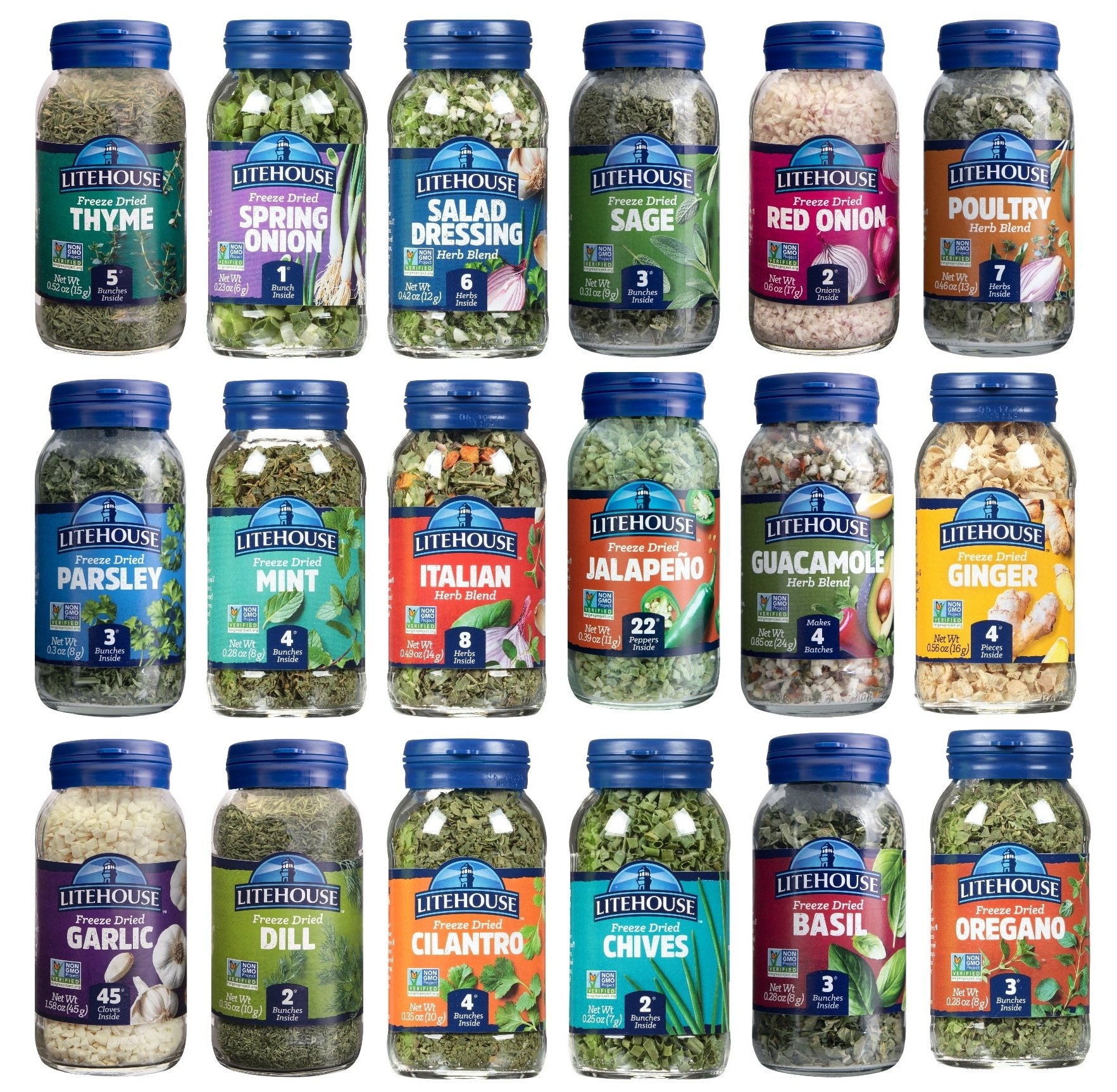 Litehouse Freeze Dried Herbs All 18 Herbs And Blends Variety Gift Pack Collection 14 Herbs 4 Herb Blends Walmart Com
