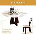 thumbnail image 3 of Montary 59" Round Dining Set w/ Lazy Susan - Sintered Stone Top & Walnut Base, 1 Table +6 Chairs for Dining/Kitchen, 3 of 9