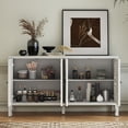 thumbnail image 4 of Floral Carved Buffet & Sideboard Cabinet,Elegant Accent Cabinet with Adjustable Shelves, Solid Wood Legs & Intricate Handles for Dining Room,living room Storage, 4 of 11