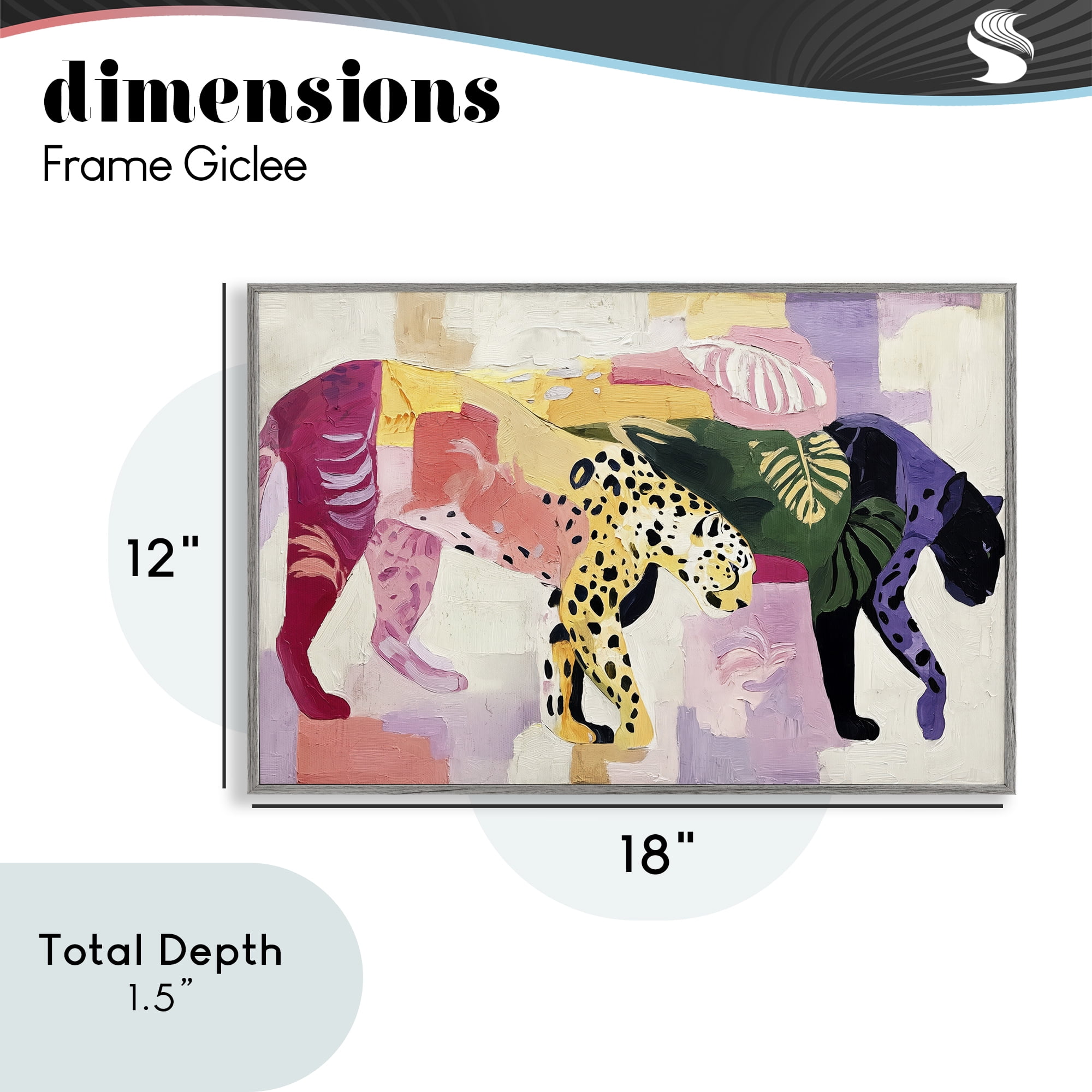 Candy Cats Tropical Wildlife Gray Framed Giclee Art, design by Annabelle Hall