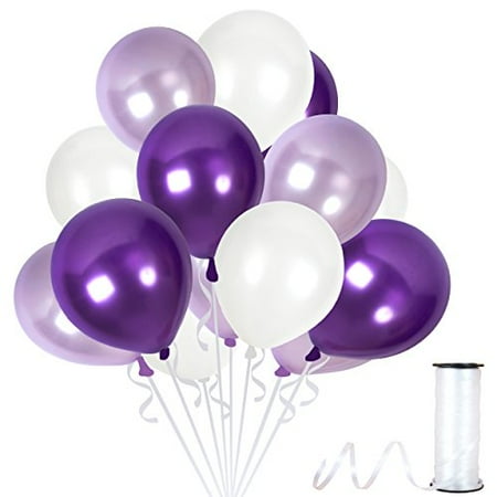 Violet Lavender And White Latex Balloons With 65 Yards Crimped