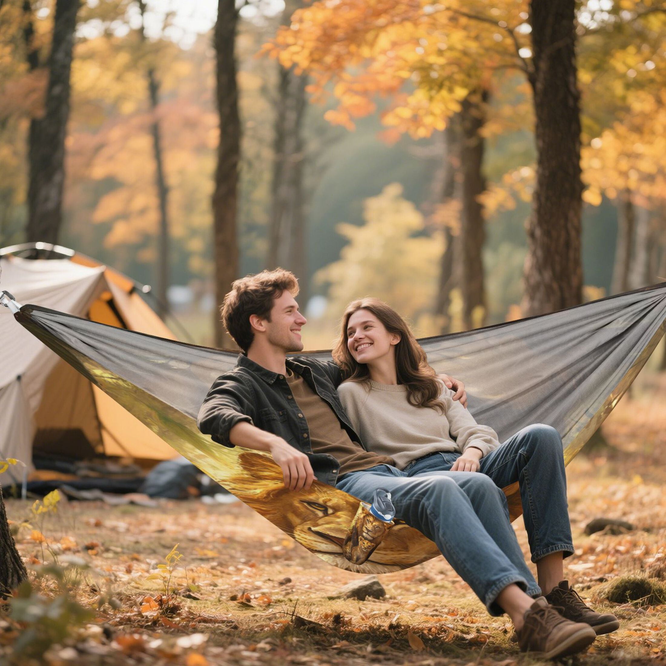 Hammock Camping Hammock Nylon Portable Hammock Travel Camping Hammock Father and Son Lions