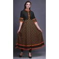 thumbnail image 2 of Bimba Black Geometric Ikat Indian Kurtis For Women Long A Line Casual Anarkali Dresses Ethnic Kurti-Small, 2 of 5