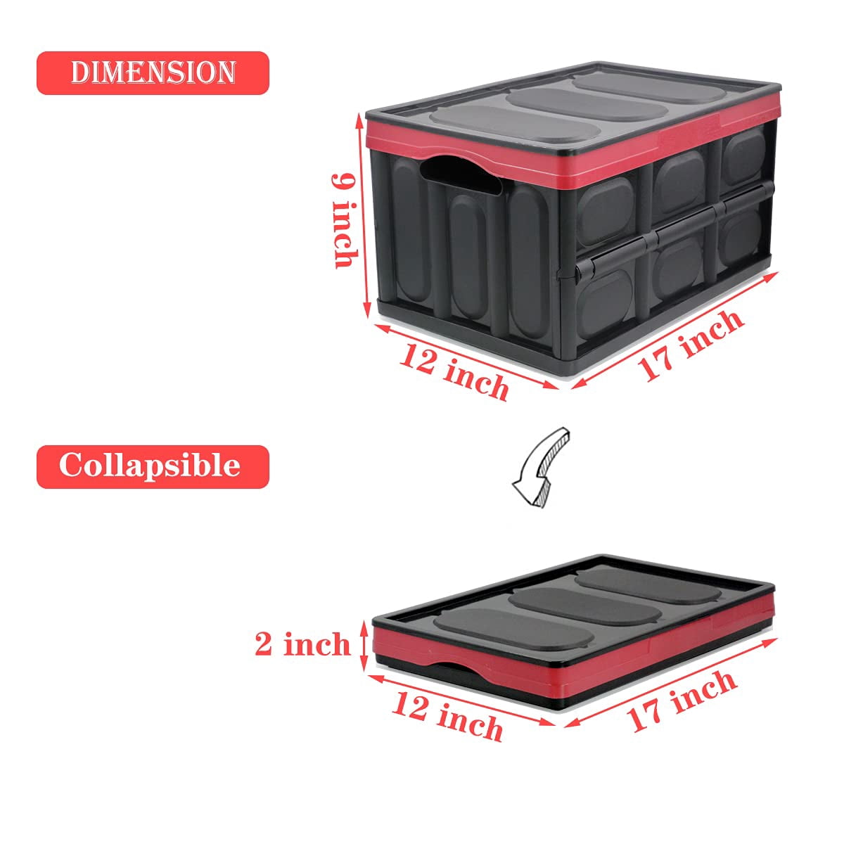 30 Liter Collapsible Storage Bin With Lid  Durable Plastic Folding Crate Stackable Box Organizer Container For Keepsake Photos Office Wardrobe Bookshelf Etc.