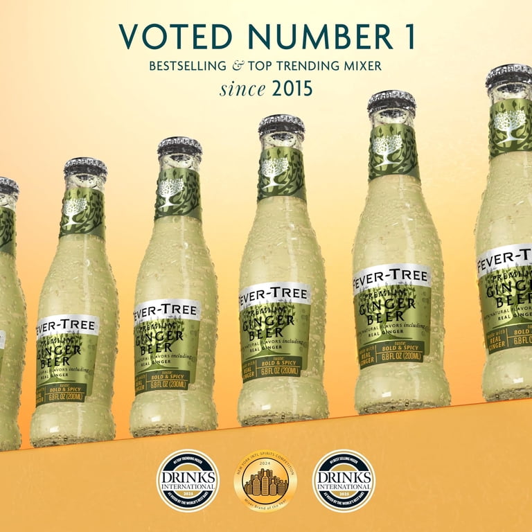 Fever-Tree, Premium Ginger Beer, 4 Pack, 200 ML Glass Bottles