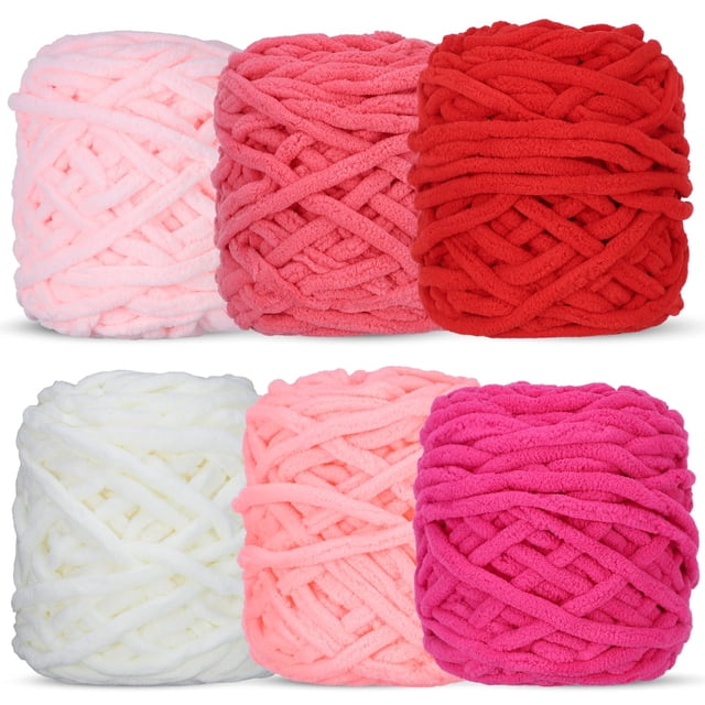 Hilo Chenille Grueso WSICSE Poliéster 6x100g Blanco Rosa