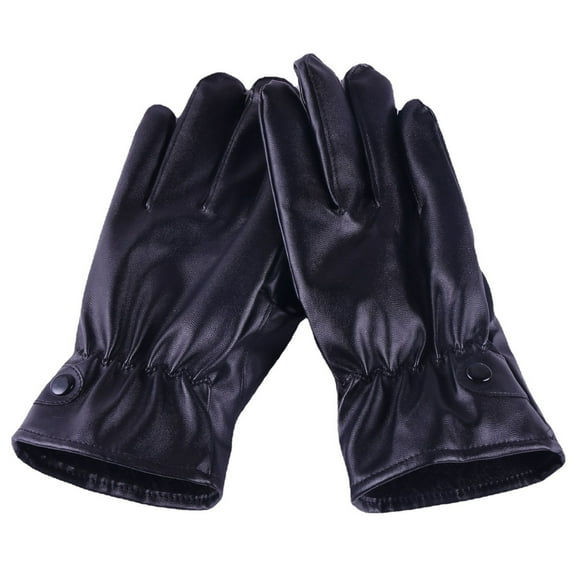 Mens Winter Black Leather Gloves For Driving Dress Real Sheepskin Leather Warm Fleece Lined Gloves