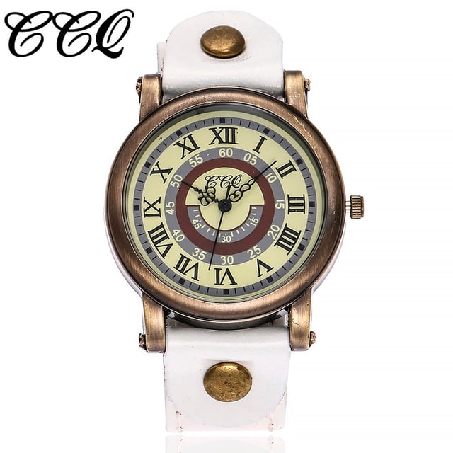 Reloj de cuarzo para mujer, relojes para mujer CCQ, reloj de pulsera analógico con correa de cuero y cuarzo informal para mujer, reloj de acero inoxidable