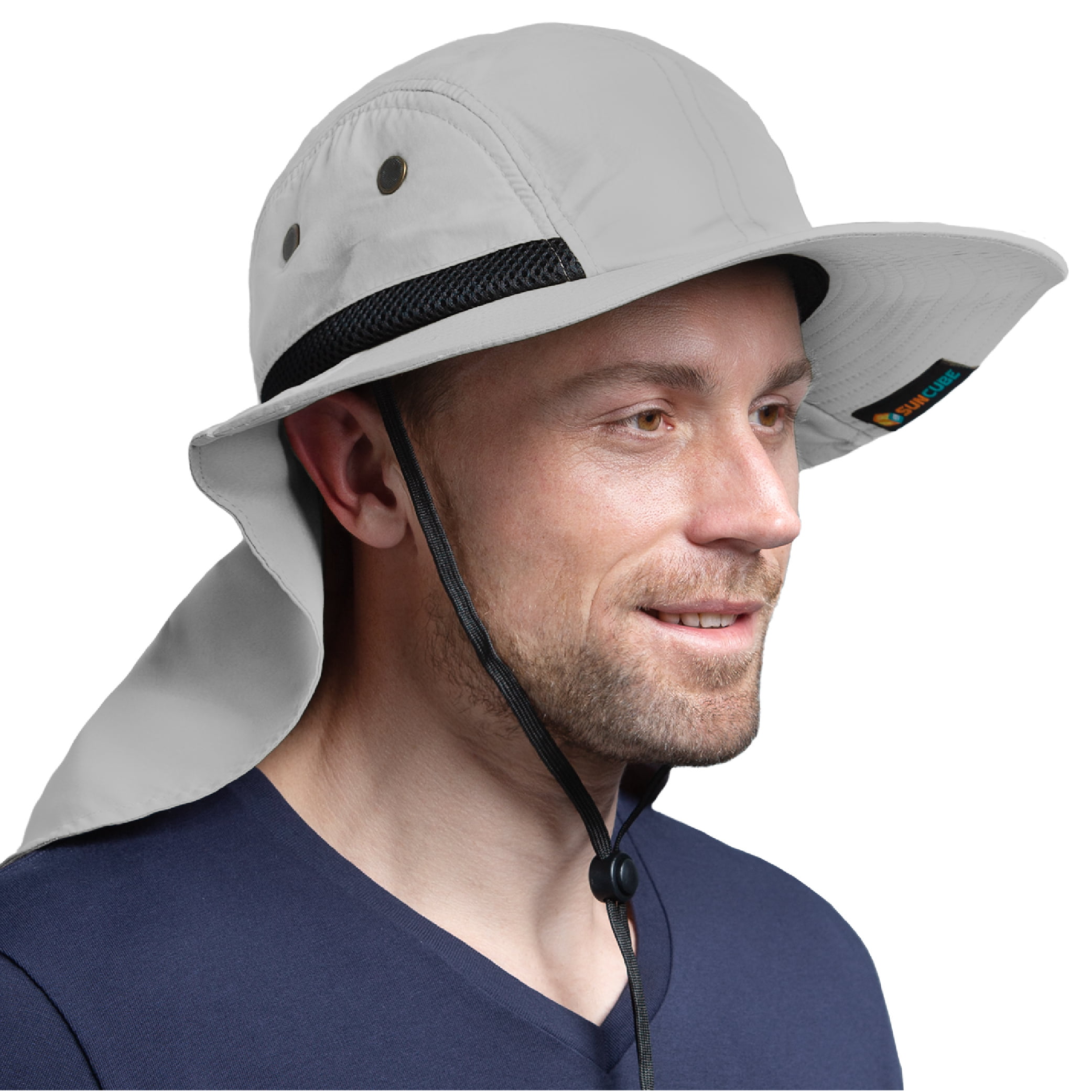 Hhhc Fishing Hat With Neck Flap, Sun Protection Hiking Hat For Men Women Safari Cap, Sun Hat Gardening Beach, Gray